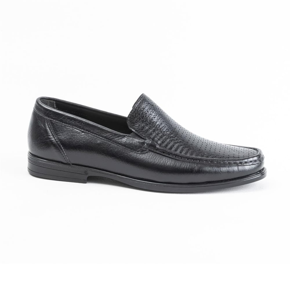 Ulus T-2312-1 Delikli Siyah Loafer Ayakkabi