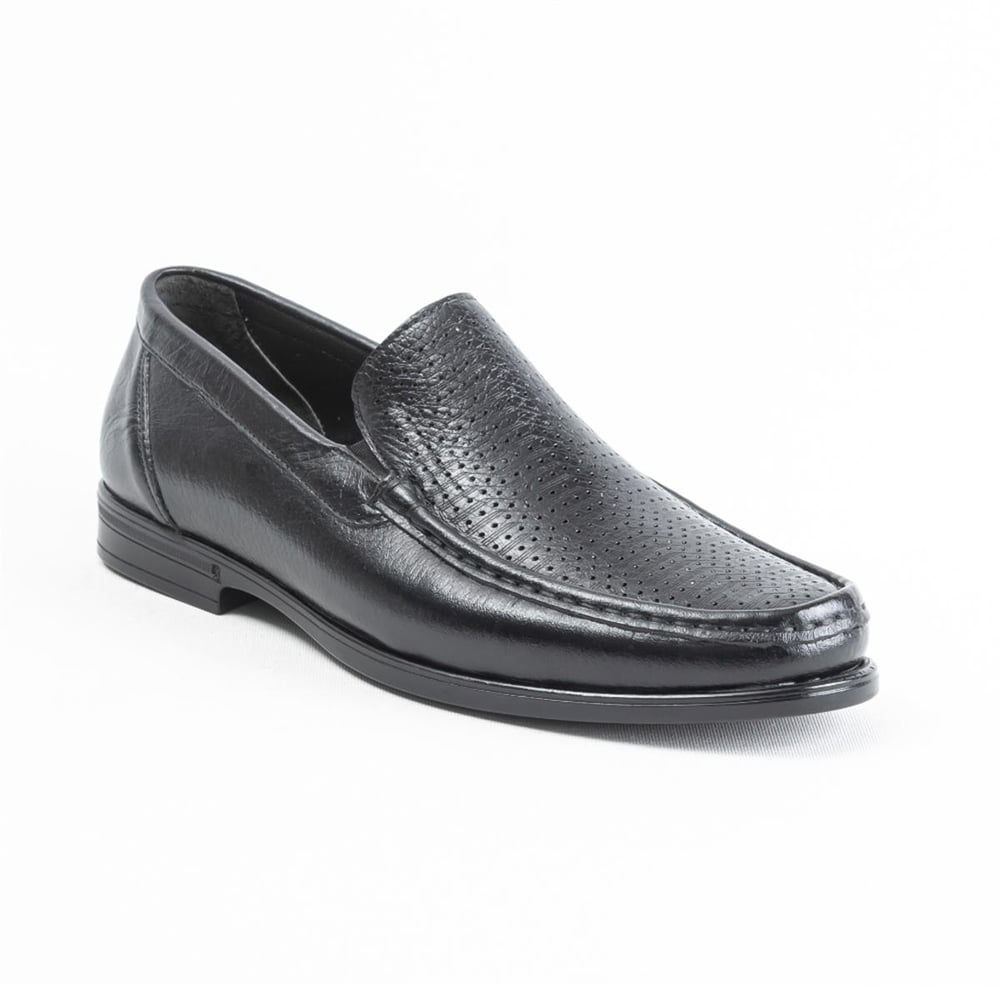 Ulus T-2312-1 Delikli Siyah Loafer Ayakkabi