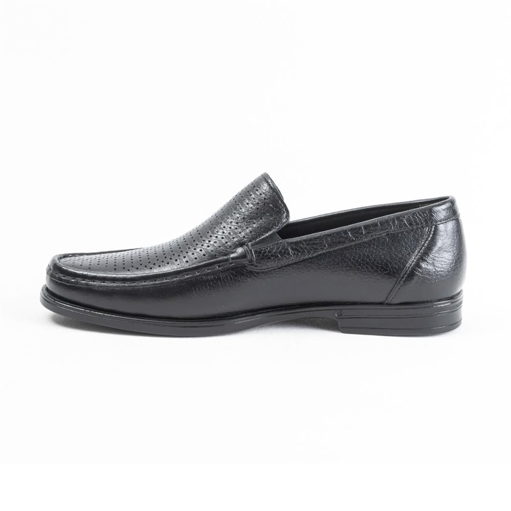 Ulus T-2312-1 Delikli Siyah Loafer Ayakkabi