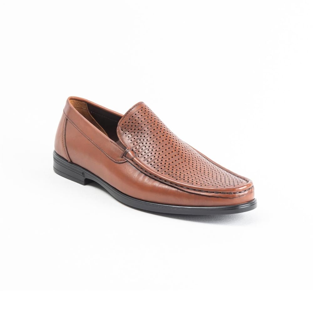 Ulus T-2312-1 Delikli  Taba Loafer Ayakkabi