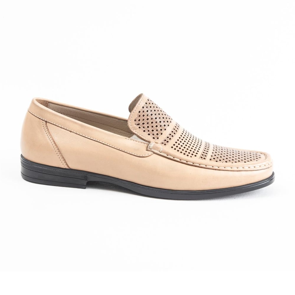 Ulus T-50  Delikli Bej Loafer Ayakkabi