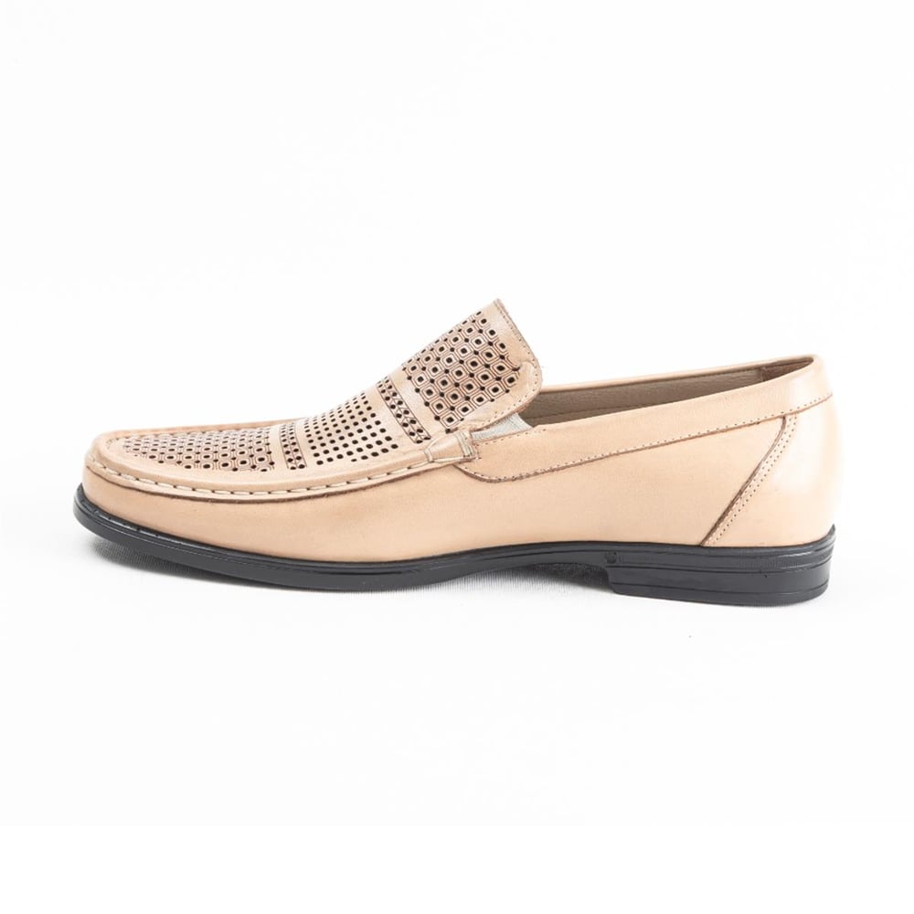 Ulus T-50  Delikli Bej Loafer Ayakkabi