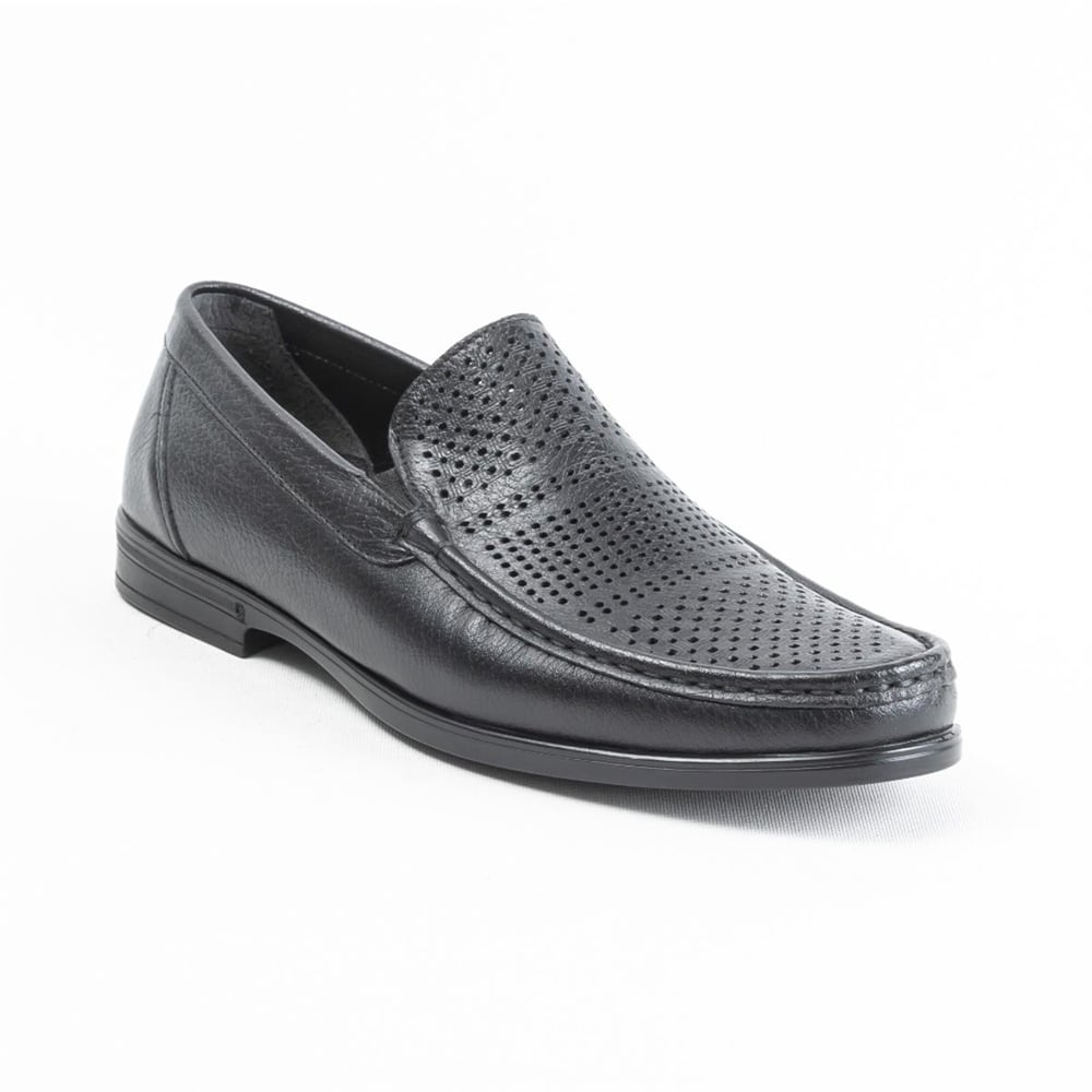 Ulus T-50  Delikli Siyah Loafer Ayakkabi
