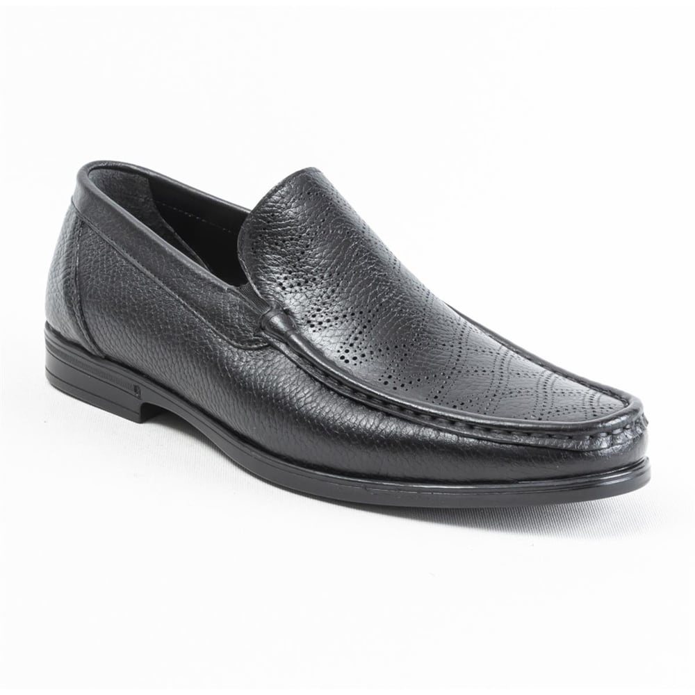 Ulus T-63-1  Delikli Siyah Loafer Ayakkabi