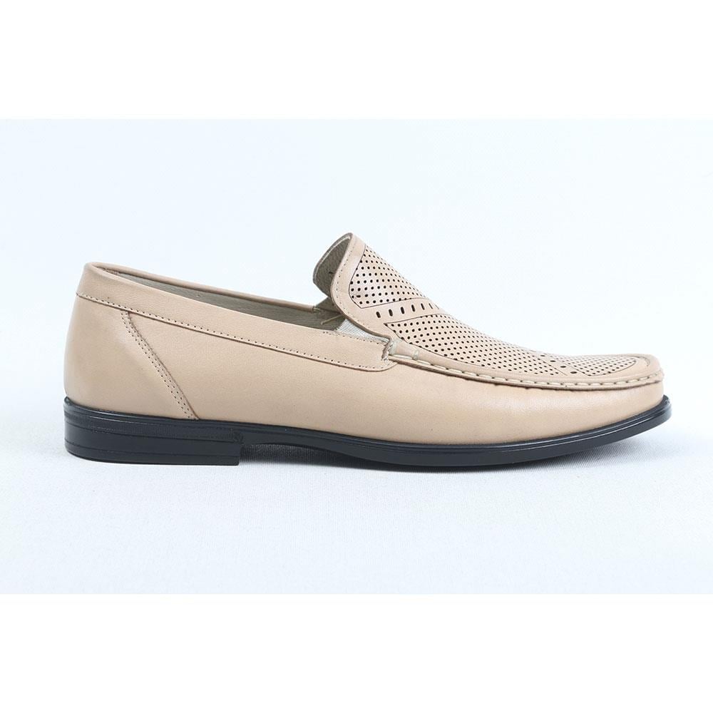 Ulus T-766-1 Delikli Bej Loafer Ayakkabi