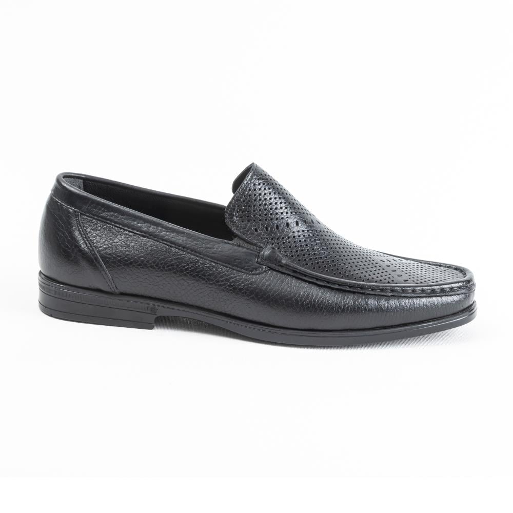 Ulus T-766 Delikli Siyah Loafer Ayakkabi