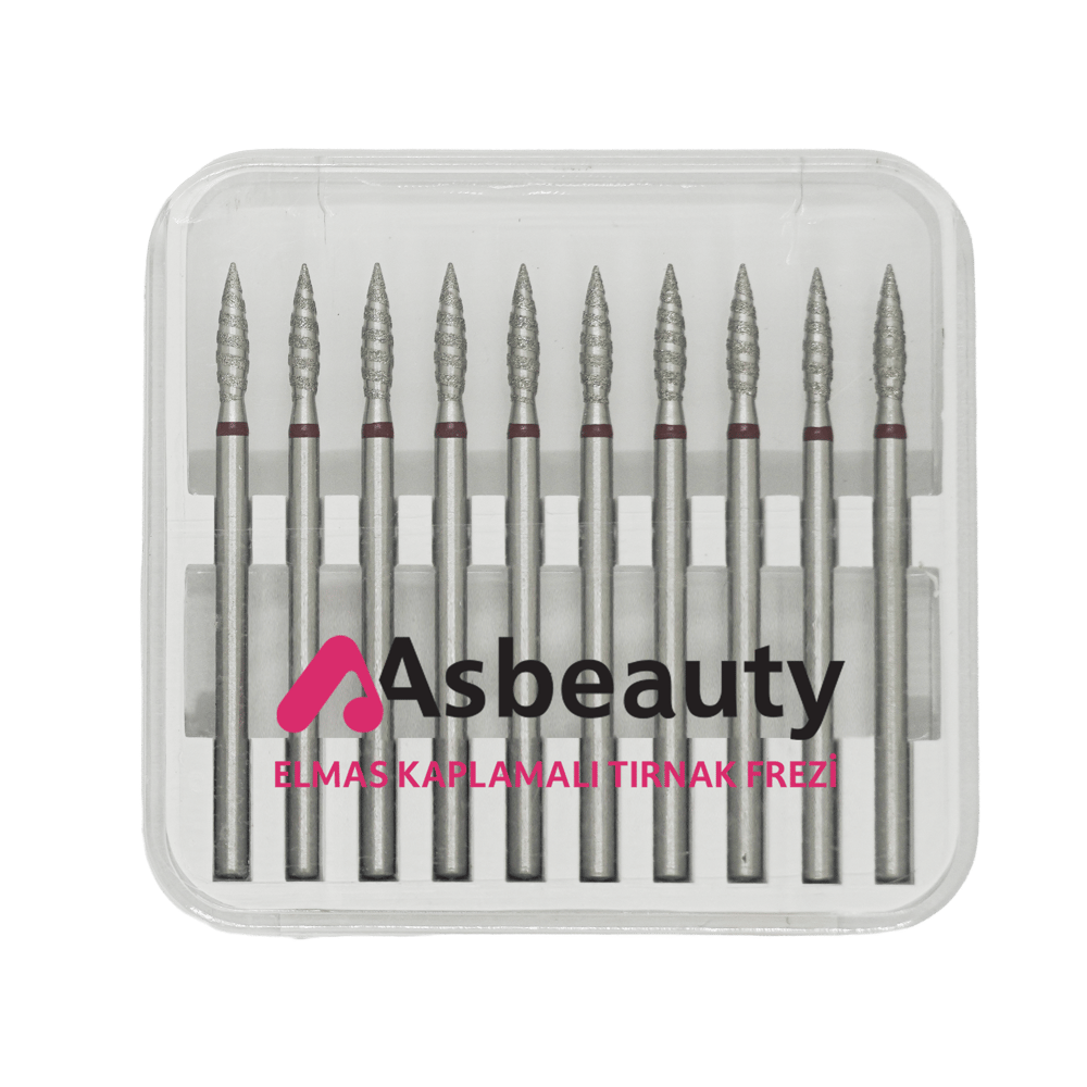 ASBeauty Elmas Kaplamalı 10'lu Paket Tırnak Frezi-Elmas K.F-Mum Alevi-25 mm-Kı