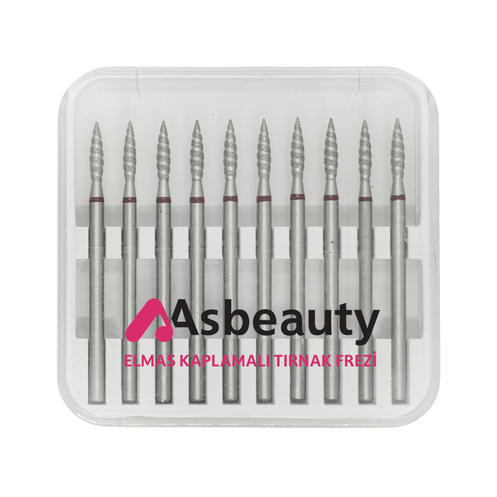 ASBeauty Elmas Kaplamalı 10'lu Paket Tırnak Frezi-Elmas K.F-Mum Alevi-23 mm-Kı