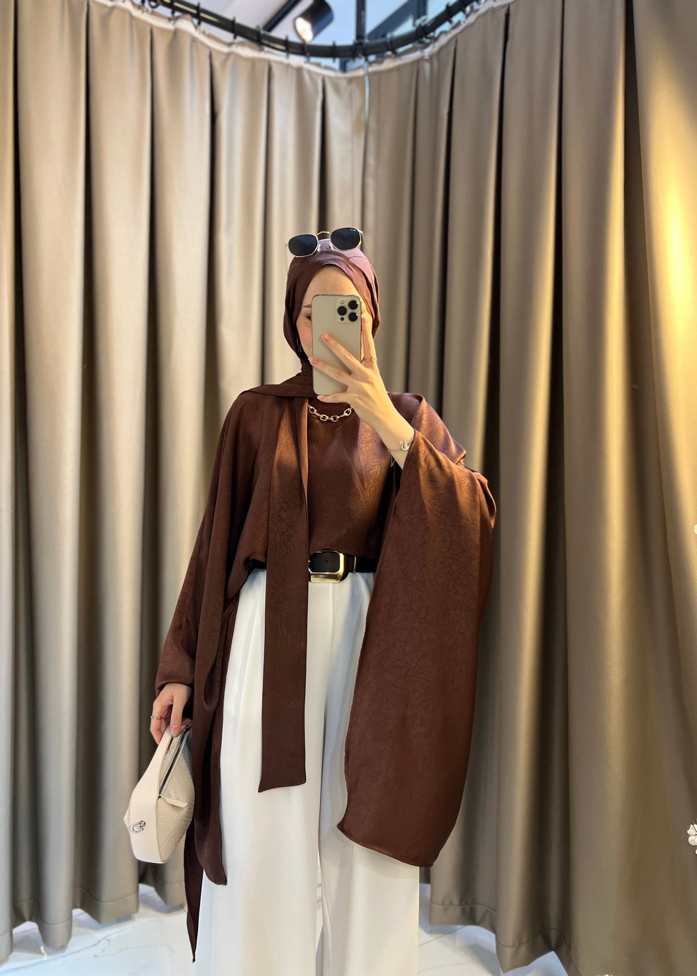 Elise Fularlı Bluz- Kahve