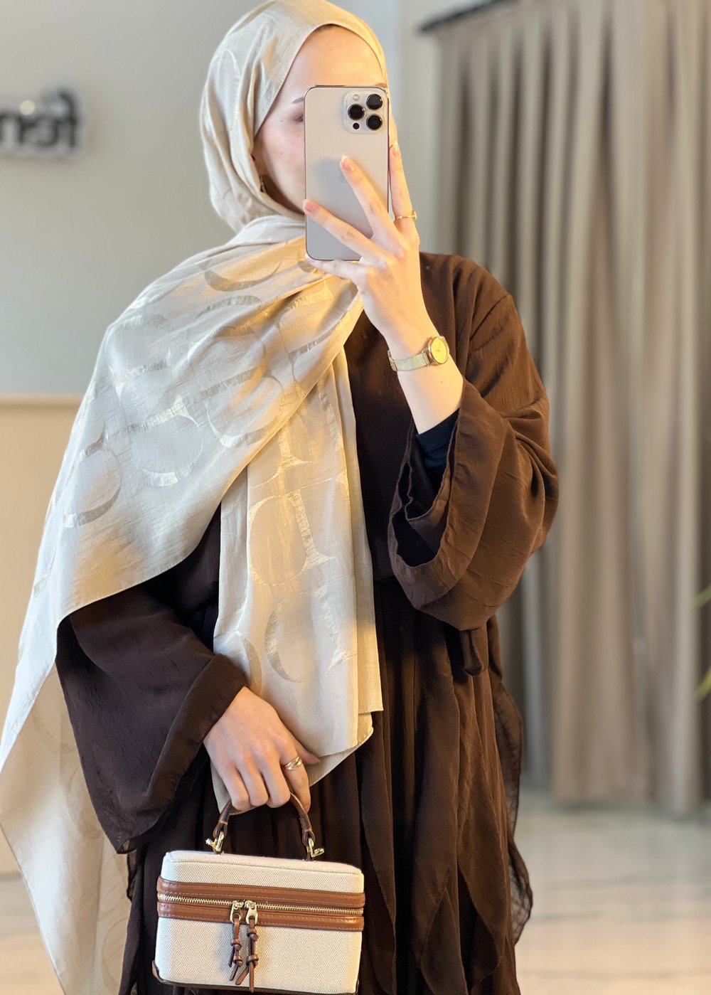 Monogram rina jakar şal- Bej
