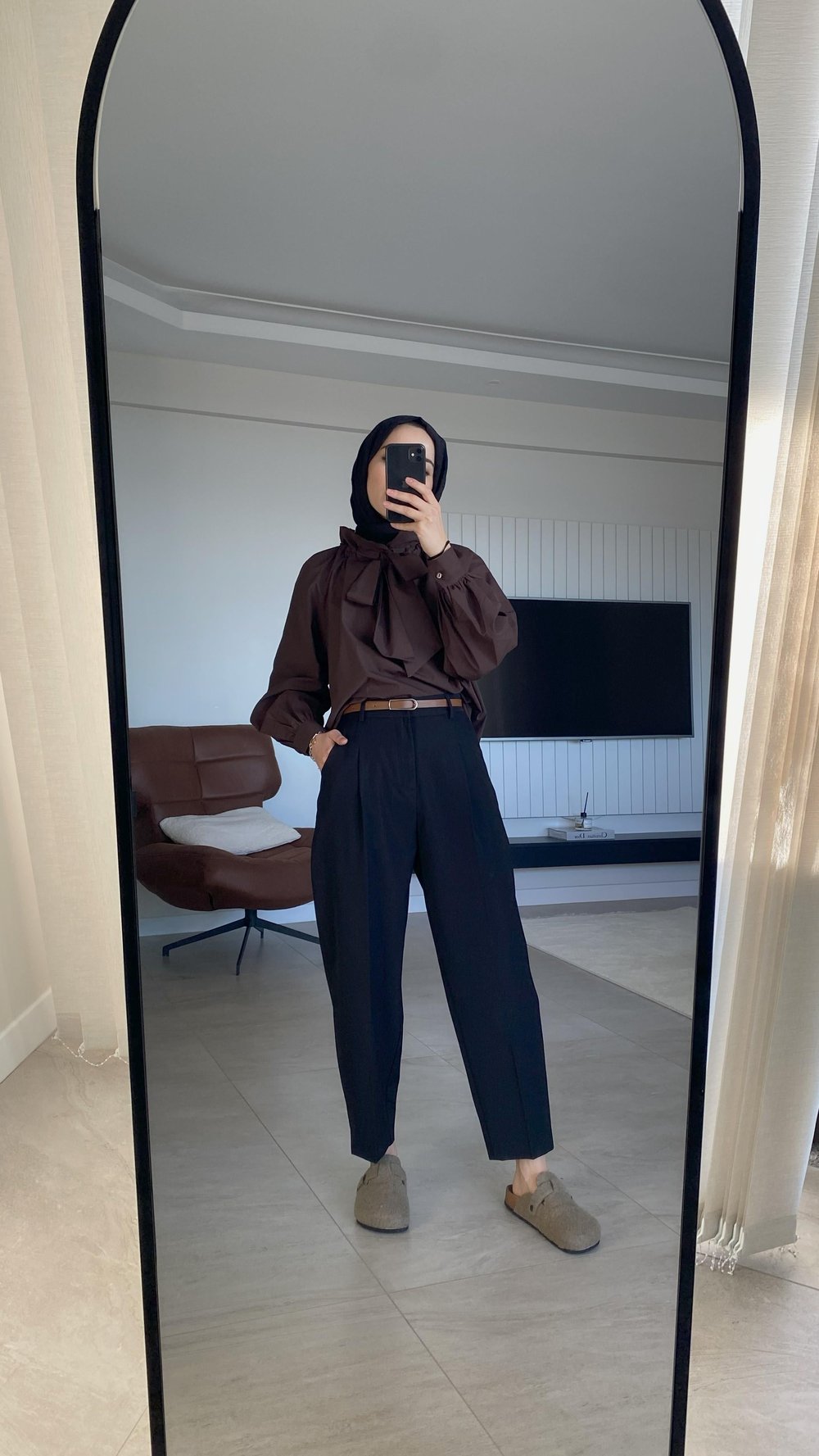 Siyah Kemerli Binici Pantolon