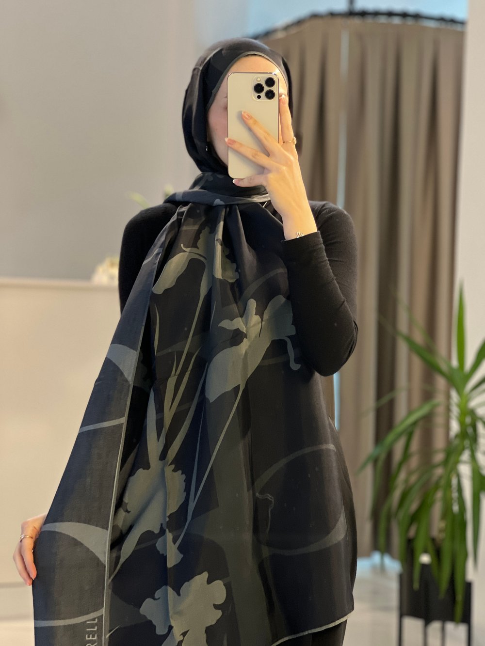 Vera Monogram Floş Şal- Antrasit