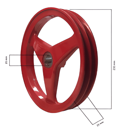 Baco Kasnak Çiftli 230 mm Çift Kanallı Kırmızı Alüminyum Kasnak