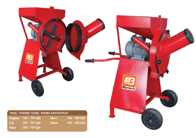 Bartech Tekerlekli Yem Kırma Makinesi 4Hp 380Volt Trifaze