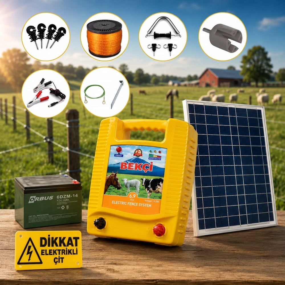 Bekçi 6.9J 10000M2 Güneş Enerjili - Sensörlü Elektrikli Çit Sistemi