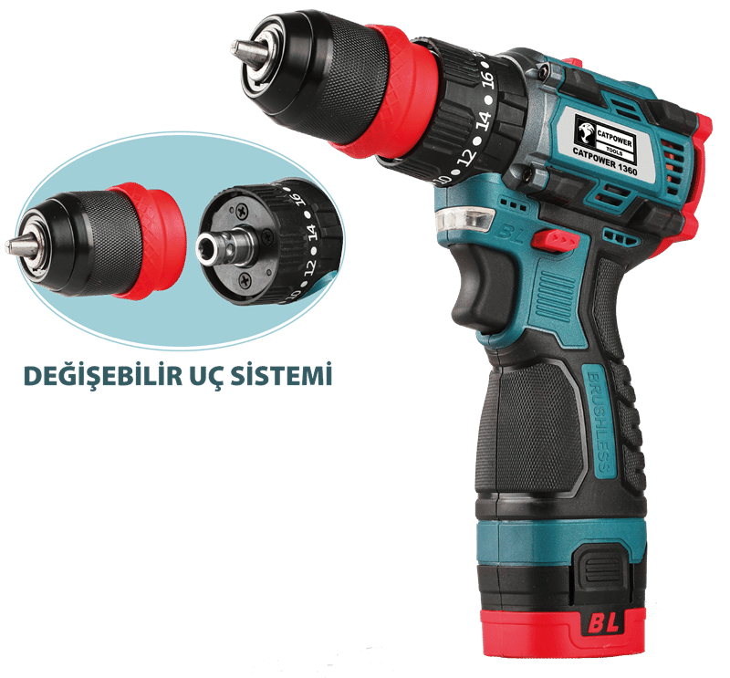Catpower CAT1360 Kömürsüz Akülü Vidalama 16V Lİ-İON 2.0Ah