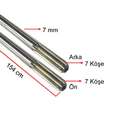 Efco Şaft Mili 154 cm 7 Köşe Uçlu 7 mm Spiral Tel Mil Motorlu Tırpan