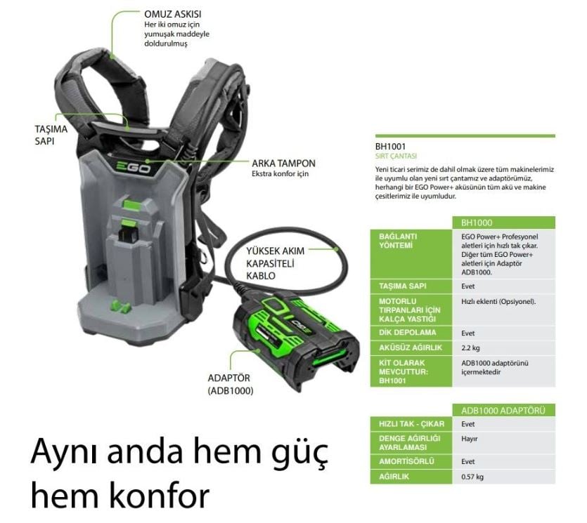 Ego Power BH1001 Adaptör ve Sırt Çantası