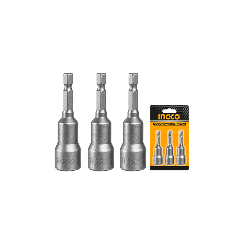 Ingco AMN 0731  Manyetik Somun Adaptörü 7 mm 3'lü Set