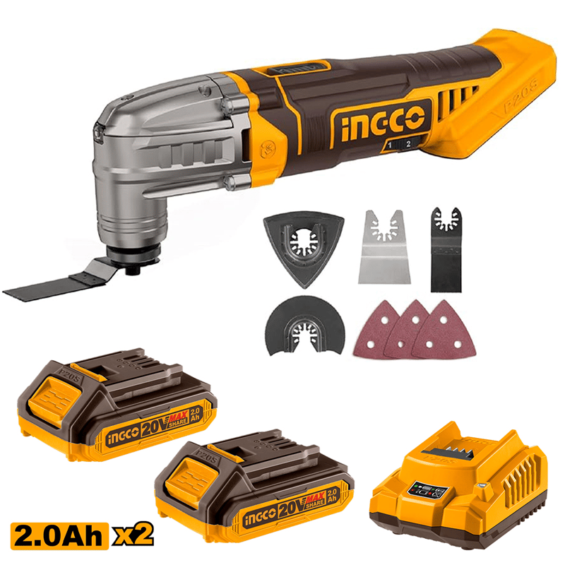 Ingco CIMLI2022  Li-ion Akülü Multiset 20V 2.0Ah + Li-ion Akü ve Şarj Cihazı Seti 20V 2.0Ah