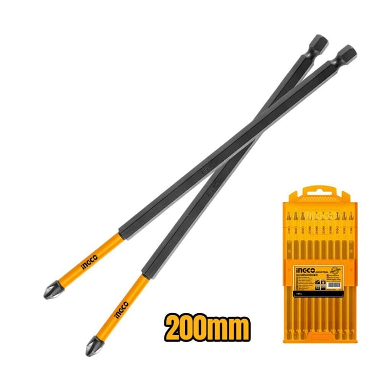 Ingco SDBIM11PH285  10'lu Darbeli Uzun Yıldız Tornavida Ucu Seti 200 mm