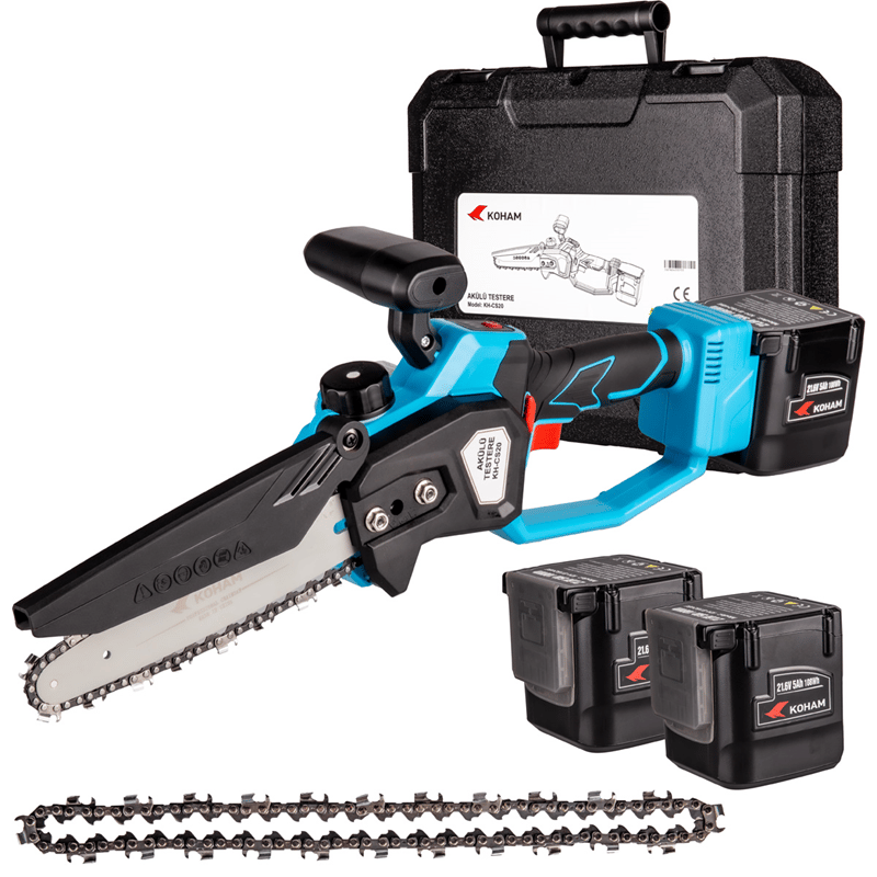 Koham KH-CS21608B Akülü Budama Testeresi – 850 W – 20 cm Pala – 2 Adet 5.0 Ah Akü – Şarj Cihazı Dahil