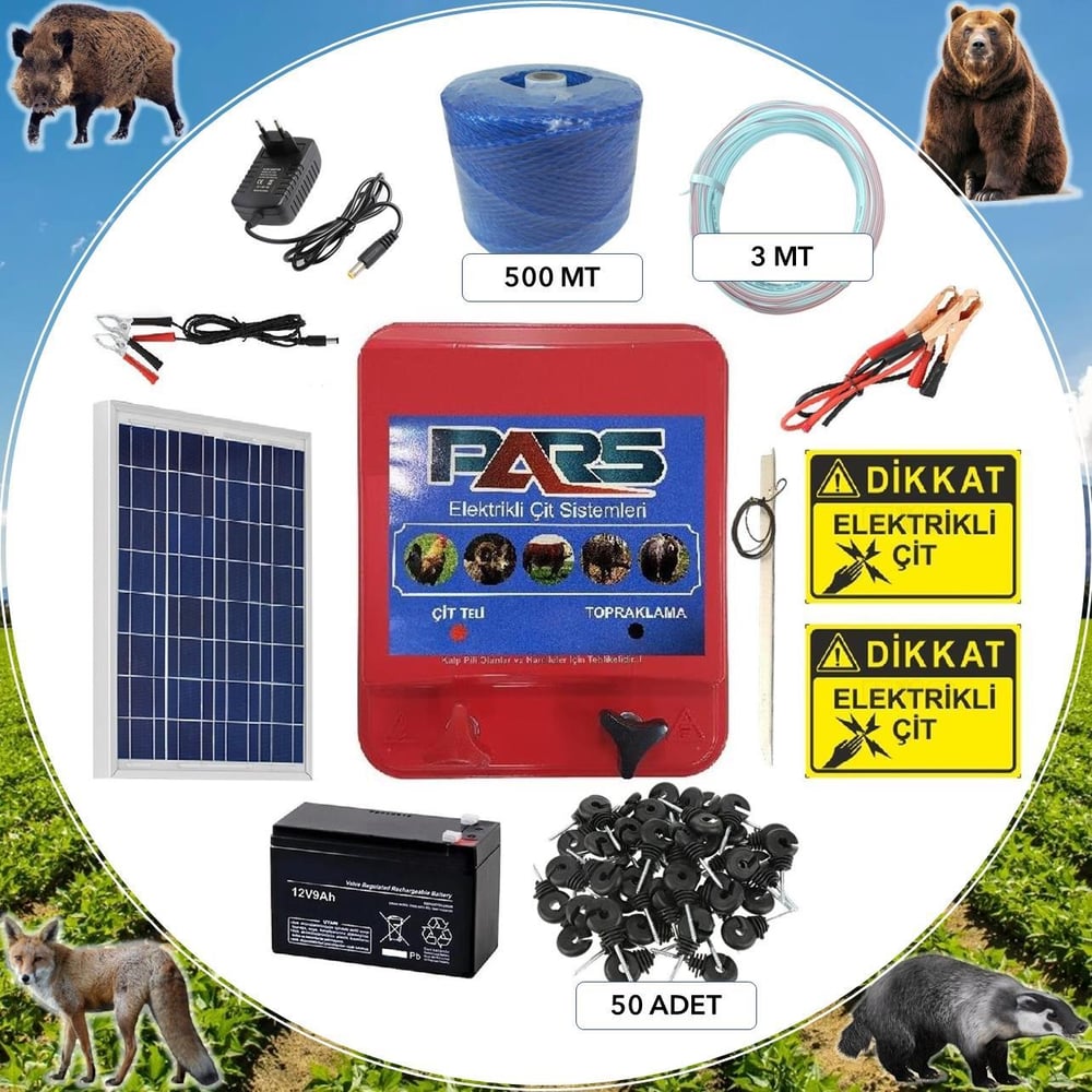 Pars Domuz Kovucu Elektrikli Çit Koruma Seti