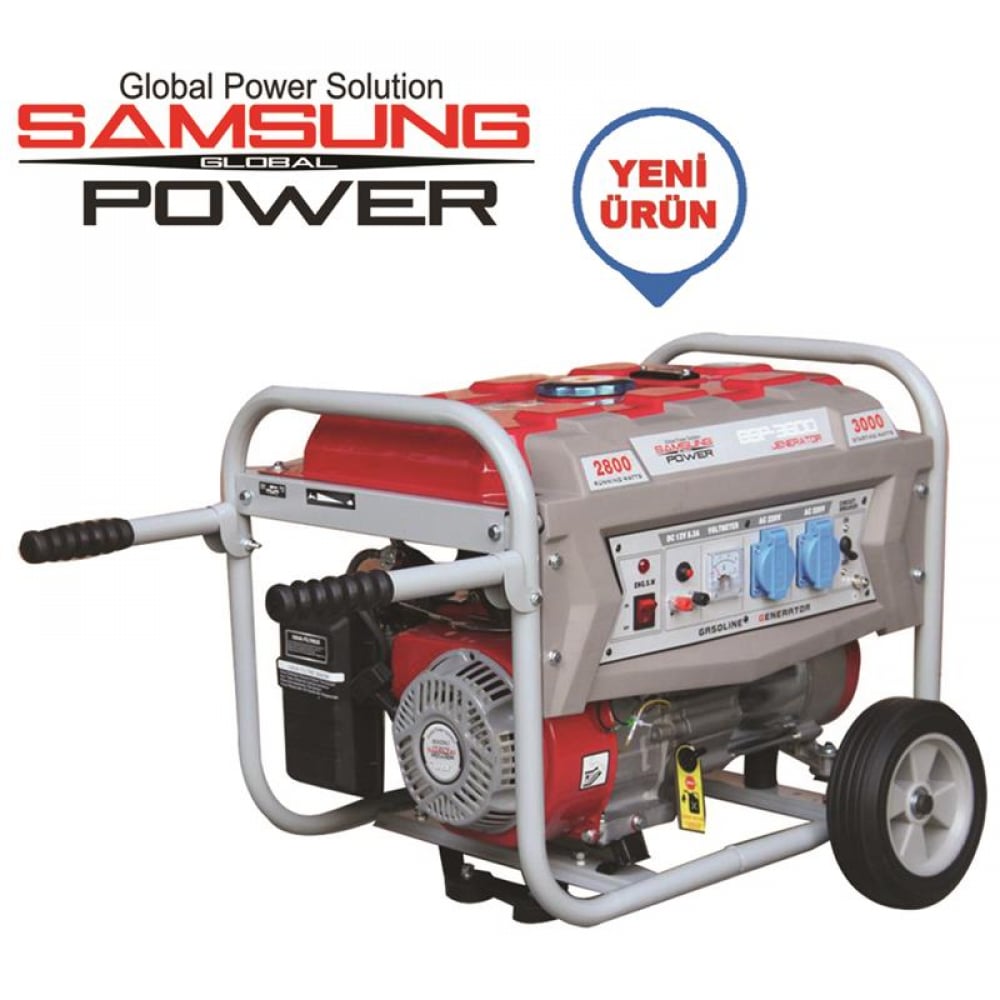 Samsung GSP-3500 Benzinli Jeneratör 3 Kw Monofaze İpli Açık Kasa