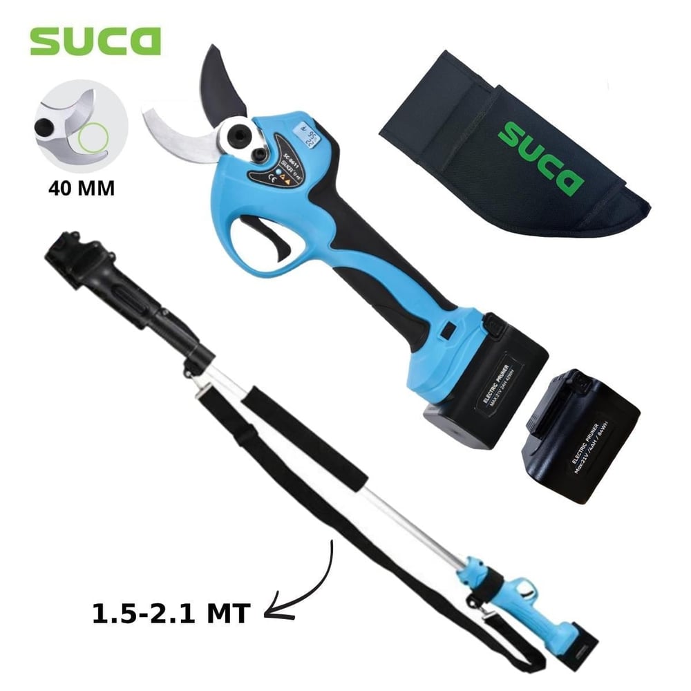 Suca SC 8611 Led Göstergeli 40mm Uzatma Aparatlı Akülü Budama Makası 2.1 mt