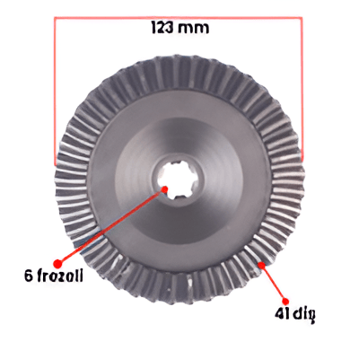 Taifun Ayna Dişli Üst 123 mm 41 Diş 6 Frezeli Spiral Konik Dişli