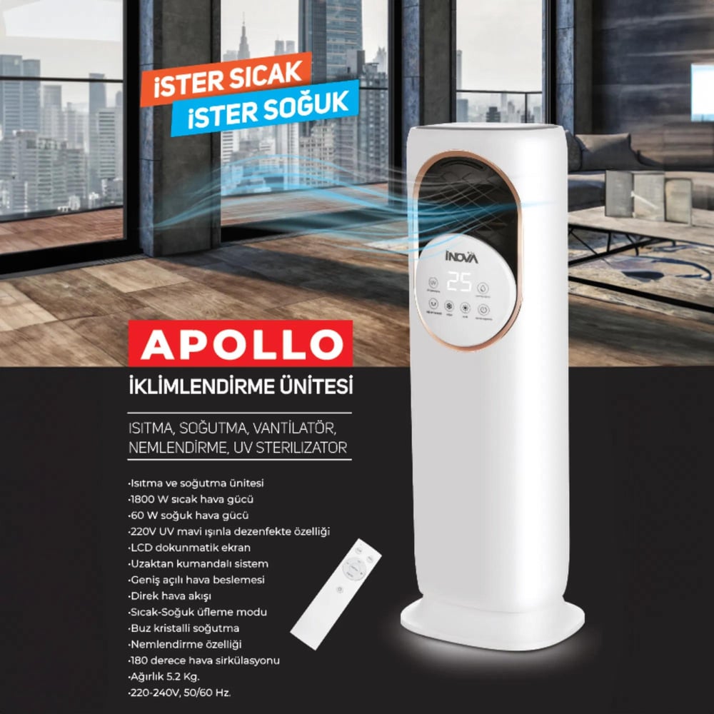 İnova Apollo Isıtıcı Soğutucu Kumandalı 1800 W