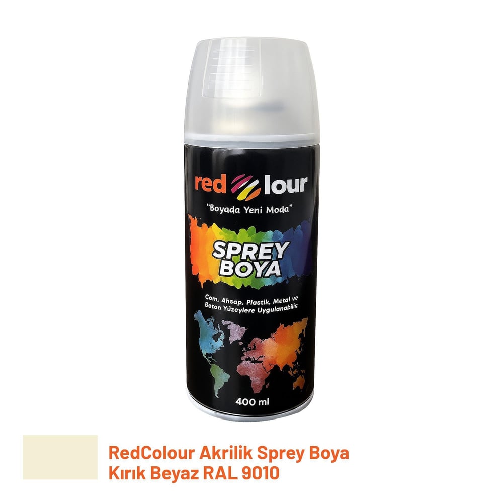 Redcolour Akrilik Sprey Boya Kırık Beyaz Ral9010--6lı Paket