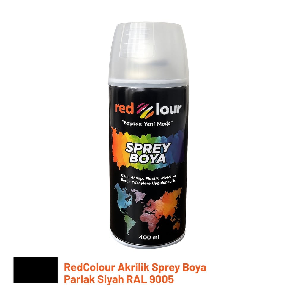RedColour Akrilik Sprey Boya Parlak Siyah RAL 9005 – Parlak Yüzey BoyasıRedcolourRedcolour Akrilik Sprey Boya Parlak Siyah Ral9005RC00502PRLSYH