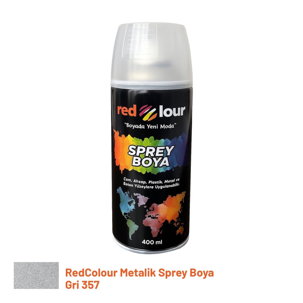 Redcolour Metalik Sprey Boya Gri 357--6lı Paket