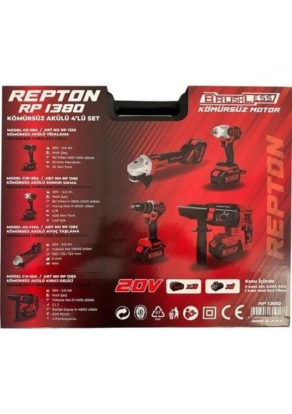 Repton Kömürsüz Akülü Kombo 4 Lü Set Rp1380