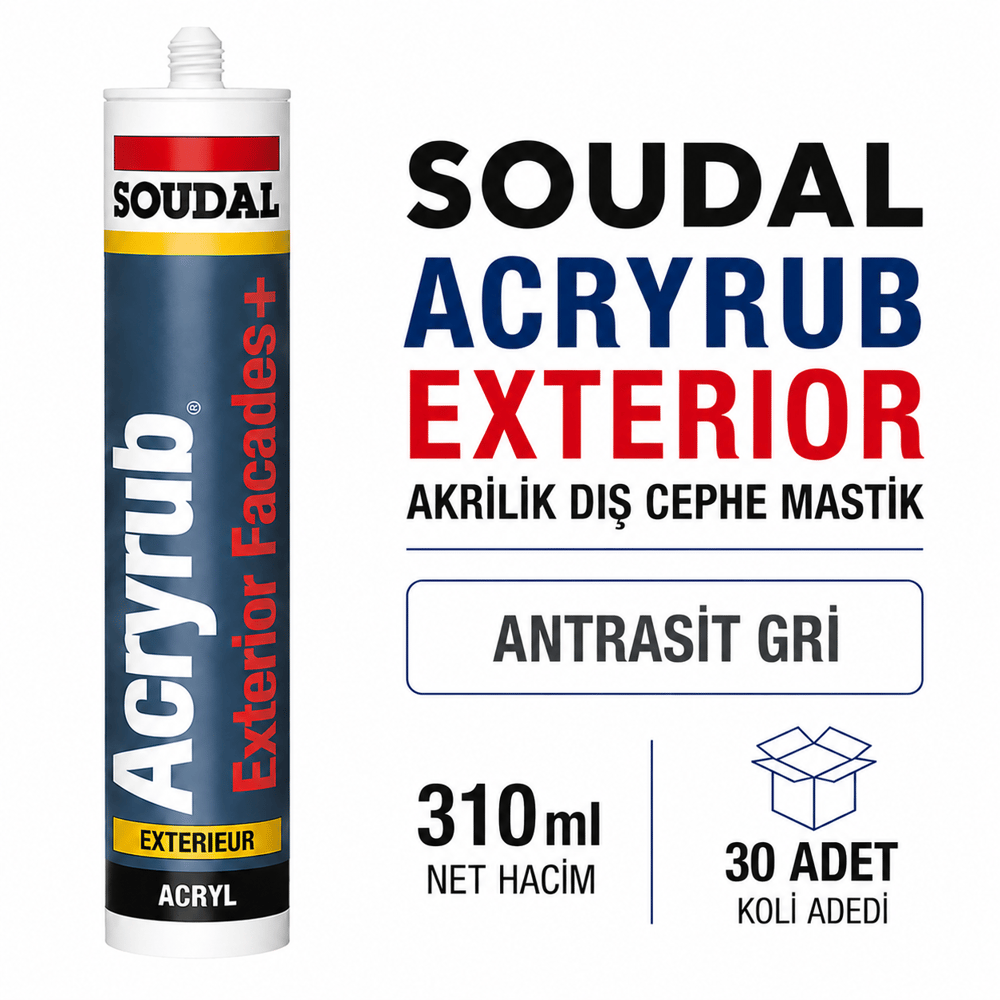 Soudal Acryrub Exterior Façades+ Antrasit Gri Akrilik Dış Cephe Mastiği 310 ml | Toolora MarketSoudalSoudal Exterior 310ML Anrasit Gri Akrilik Dış Cephe Mastiği-30 AdetExt-310-Ant.Gri