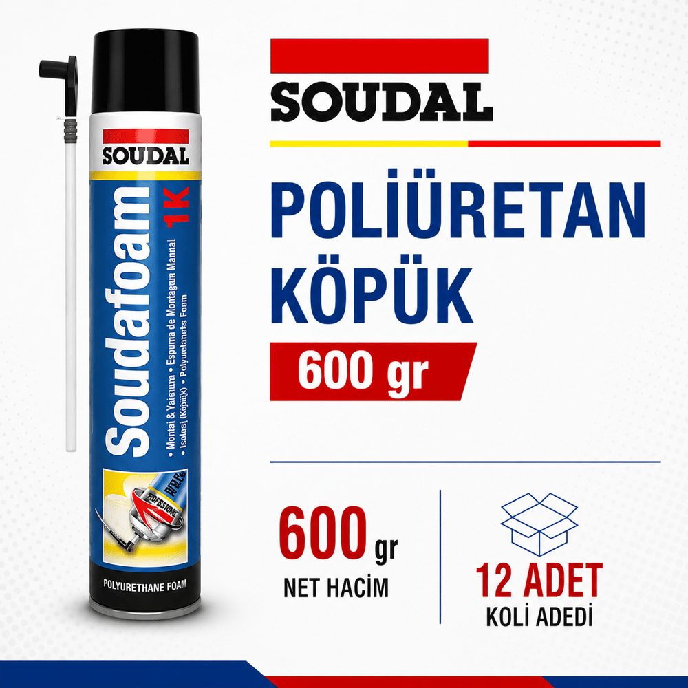 Soudal Poliüretan Köpük 600 Gr (12 Adet) - Çok Amaçlı Dolgu ve YalıtımSoudalSoudal Poliüretan Köpük 600 Gr-(12 Adet)275.03.KP01