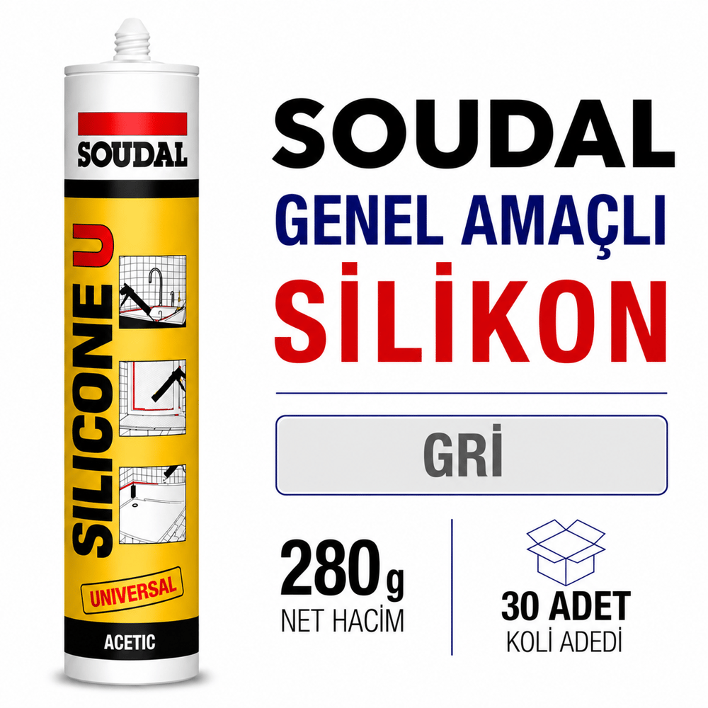 Soudal Silikon 280 Gr Gri - 30'lu Koli - Genel Amaçlı MastikSoudalSoudal Silikon 280 Gr Gri-(30 Adet)275.04.280G