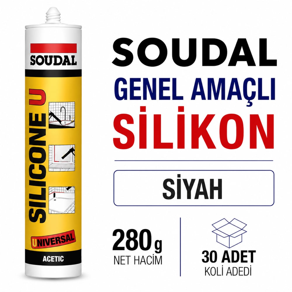 Soudal Silikon Siyah 280 Gr (30 Adet) - Koyu Yüzeyler İçinSoudalSoudal Silikon 280 Gr Siyah -(30 Adet)275.04.280H