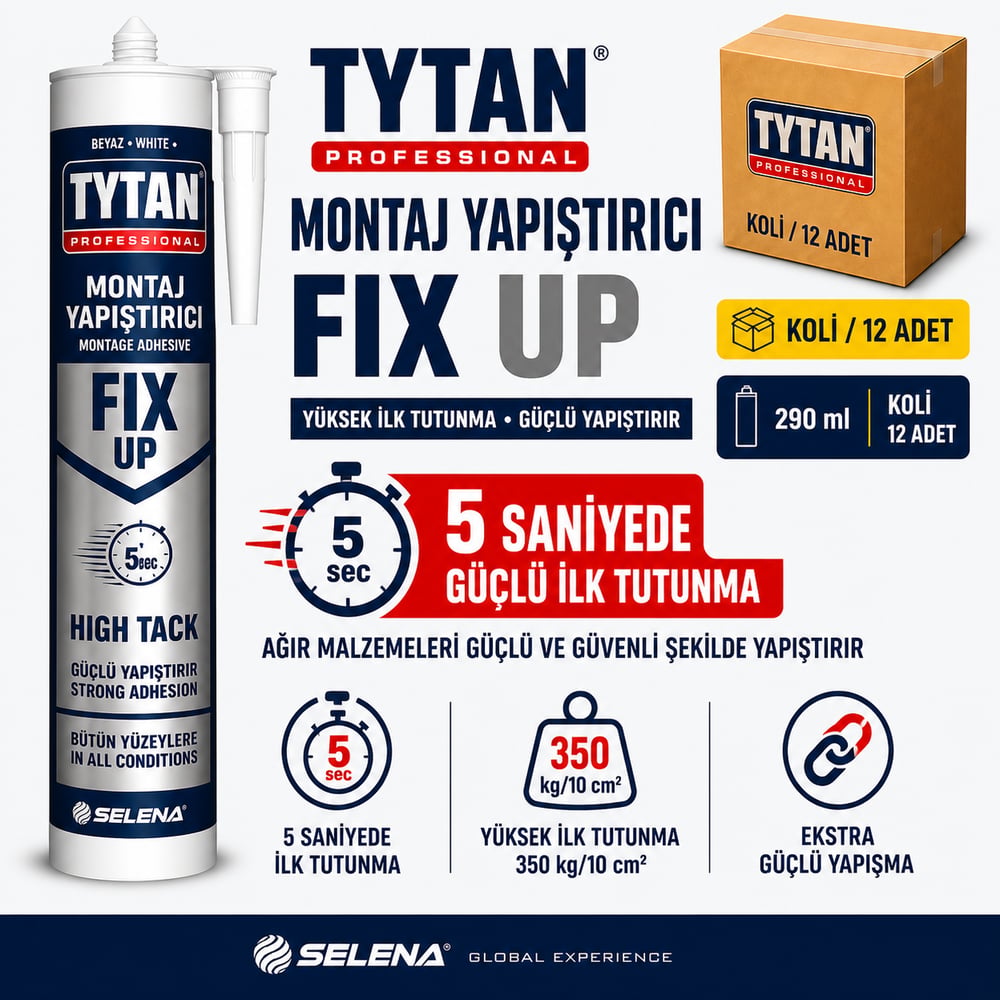 Tytan Fix Up Yapıştırıcı 290 ML – Güçlü ve Hızlı TutunmaTytanTytan Fix Up High Tack 290ML-(12 Adet)TYT-HIGHTACK-290