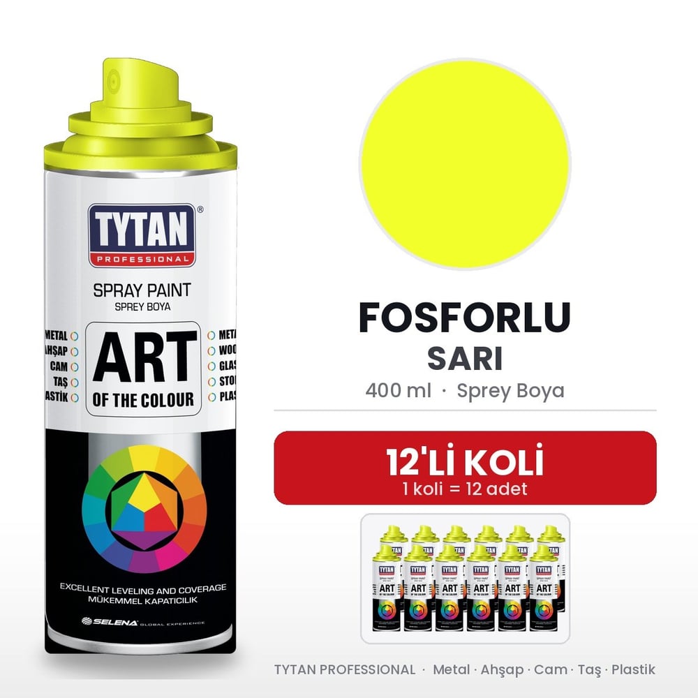 Tytan Sprey Boya 400 Ml Fosforlu Sarı--12li KoliTytan