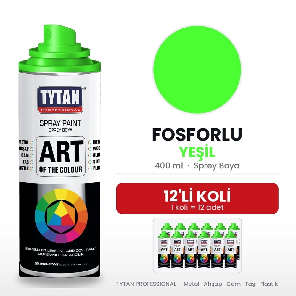 Tytan Sprey Boya 400 Ml Fosforlu Yeşil--12li KoliTytan