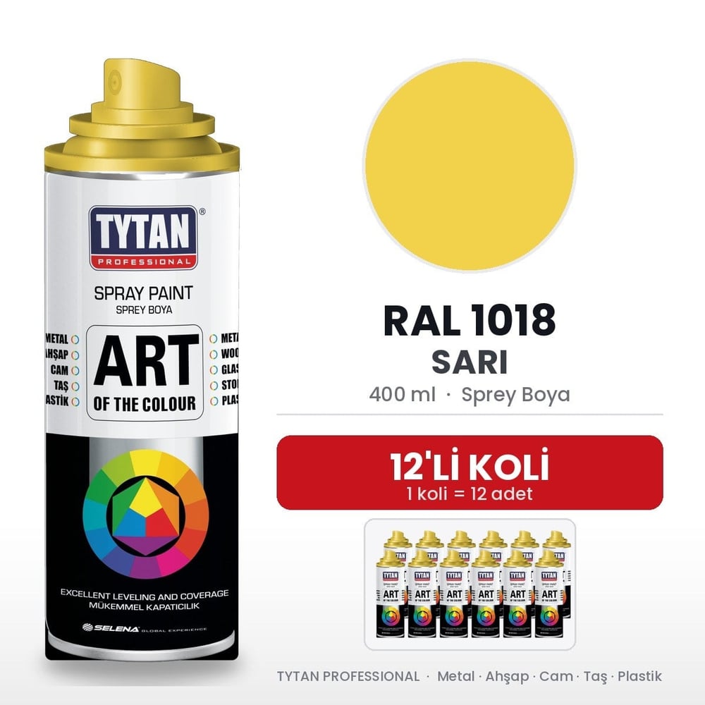 Tytan Sprey Boya 400 Ml Ral1018 Sarı-12'li KoliTytan