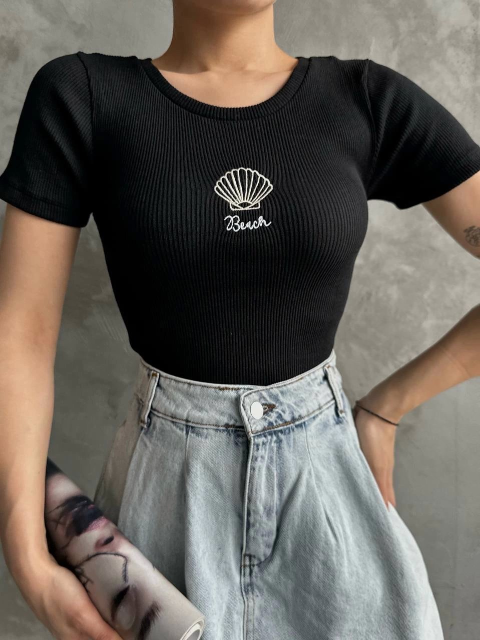Bac nakışlı bluz