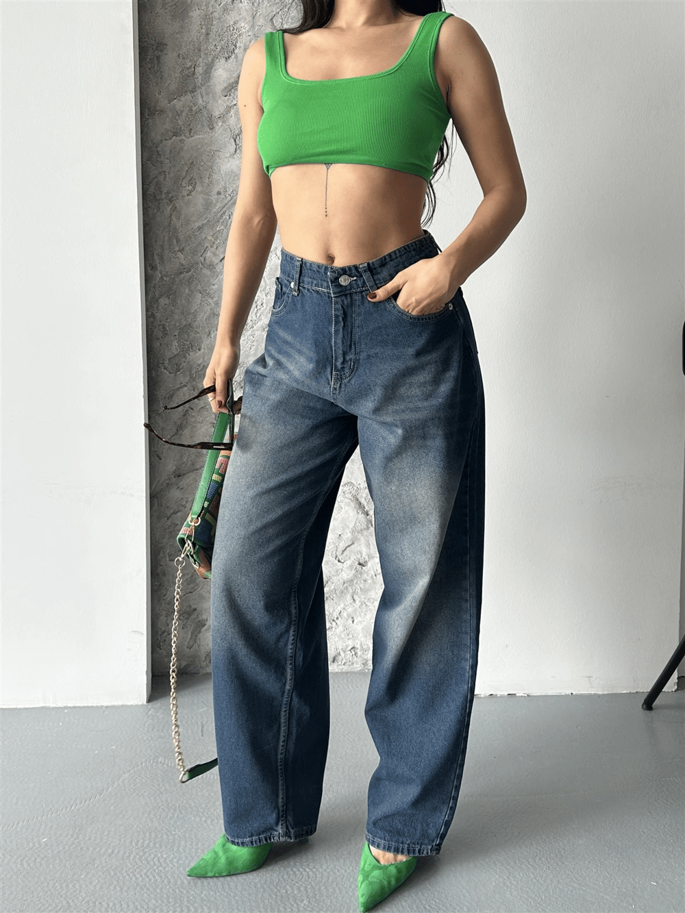 Baggy süper taş bıyık yıkama kahve tint jeans pantolon d2007