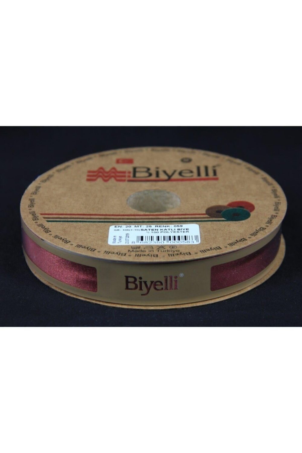 Biye Saten Katlı 059 Koyu Kiremit 2 cm 25 Metre %100 Polyester