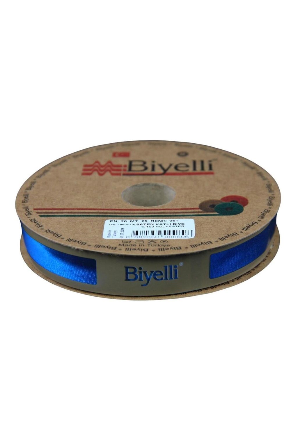 Biye Saten Katlı 061 Petrol Açık 2 cm 25 Metre %100 Polyester