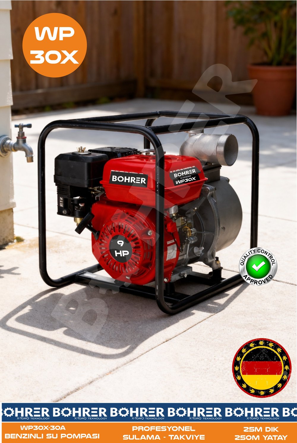 7.5 HP SANTRİFÜJ BENZİNLİ SULAMA BAHÇE TARLA POMPASI MOTORU - 3 PARMAK 3 İNÇ