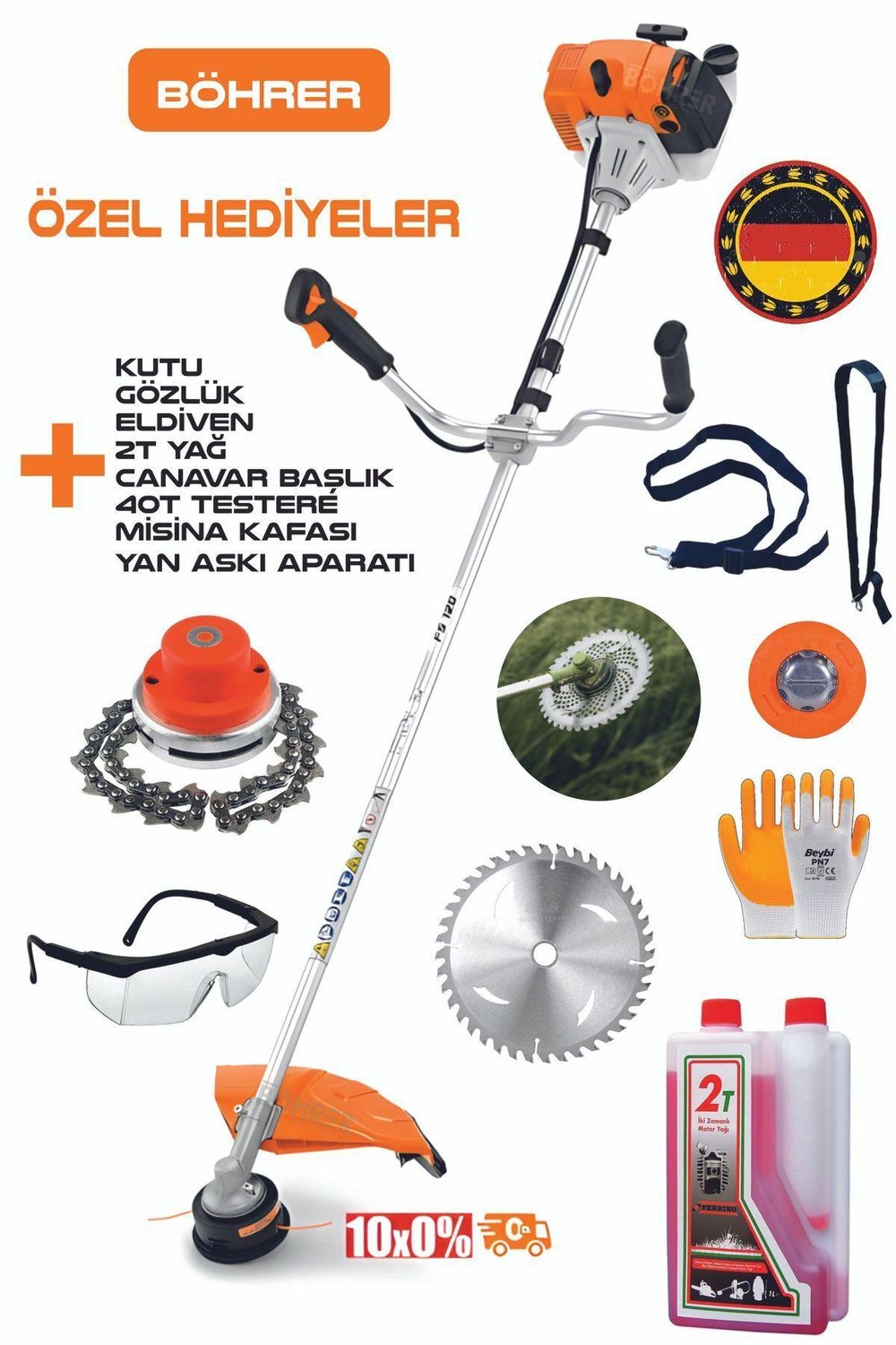ALMAN 20Hp /h BENZİNLİ YENİ NESİL YAN TİPİ ÇİM ÇALI BİÇME TIRPAN MOTORU MAKİNESİ