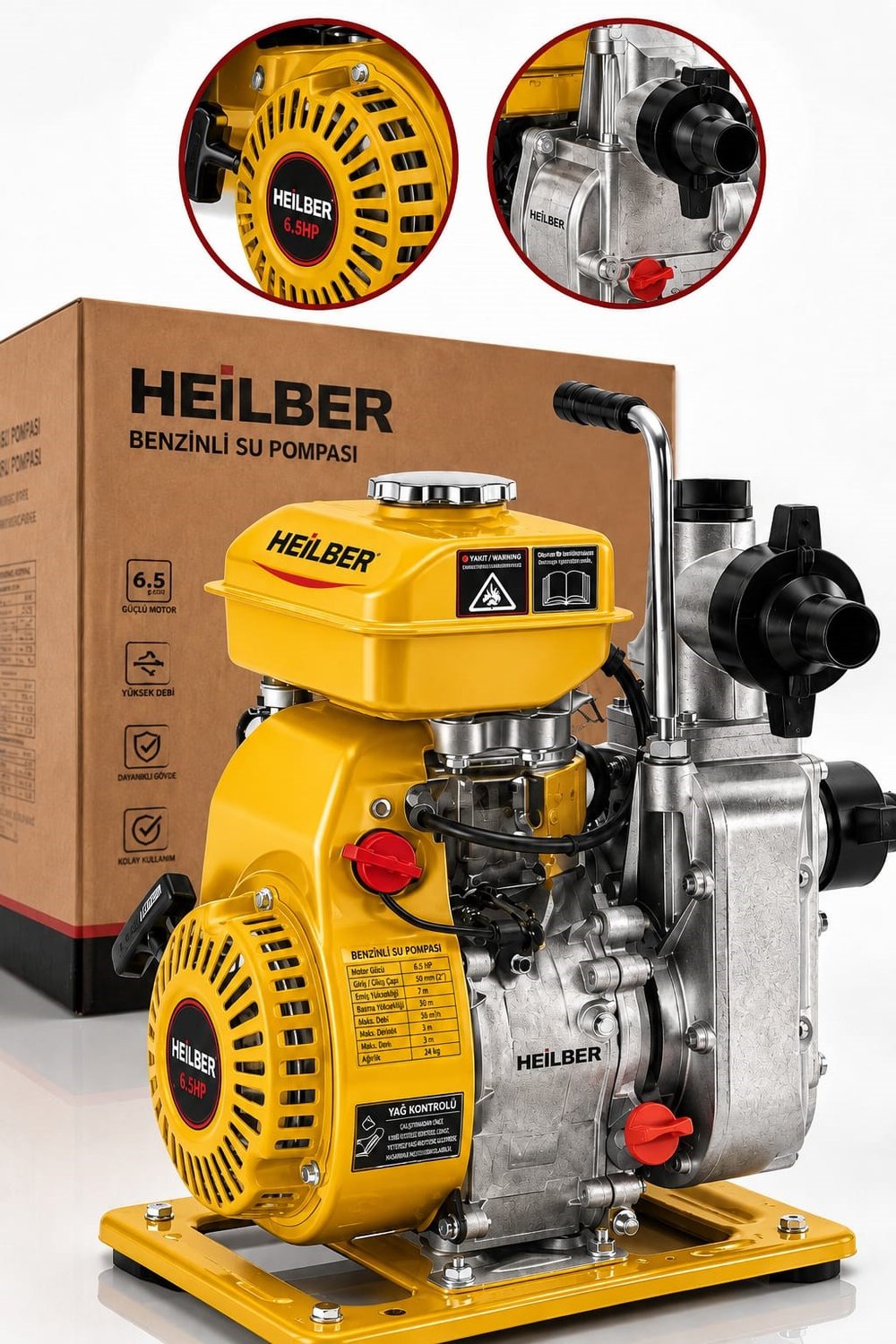 BA011540 6.5 HP Benzinli Su Pompası Yüksek Debili Bahçe ve Tarla Sulama Su Motoru 3 İnç